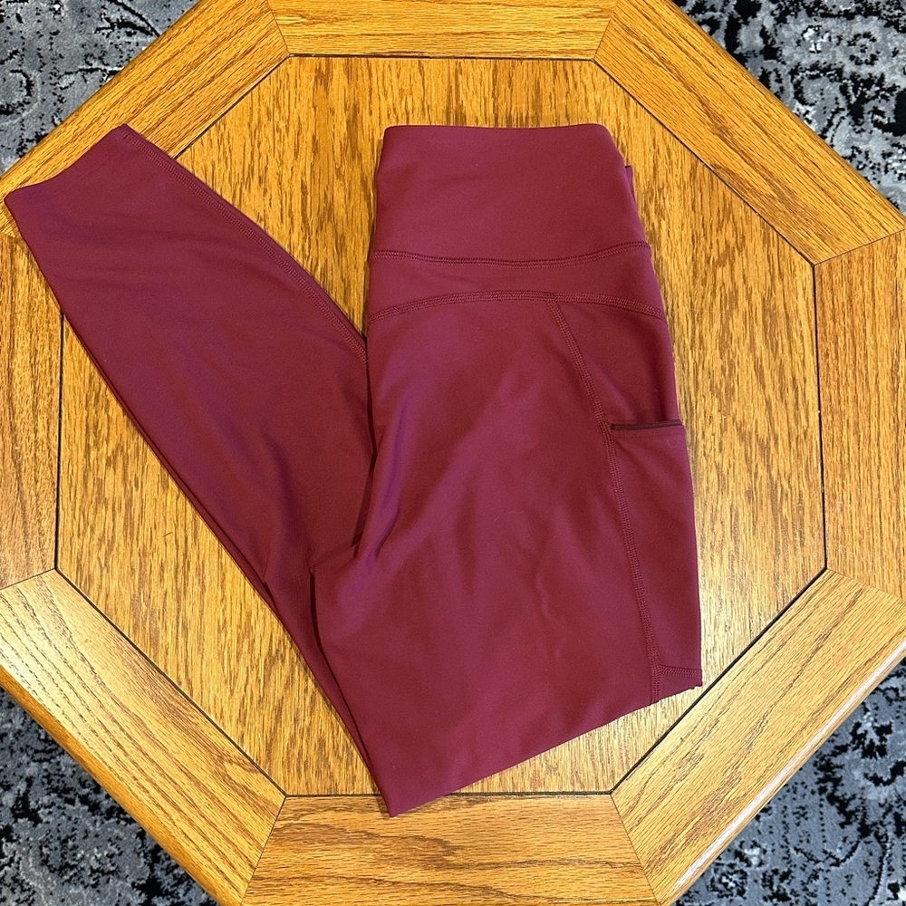 *L.L. BEAN* Burgundy High-Waist Performance Leggings Size Medium